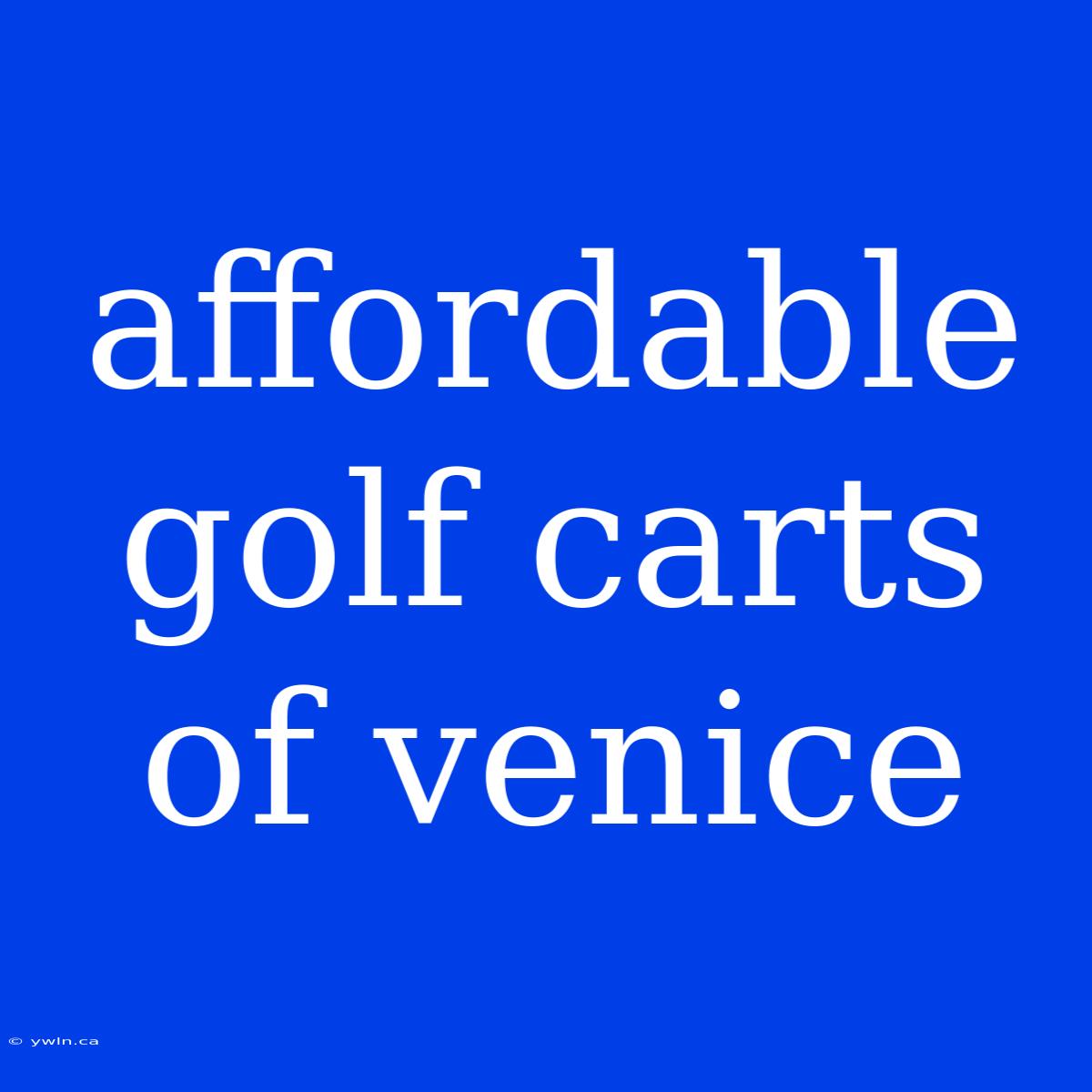 Affordable Golf Carts Of Venice