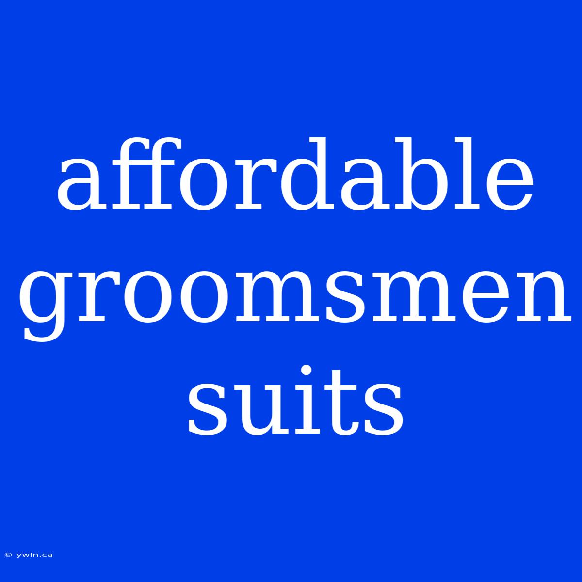 Affordable Groomsmen Suits