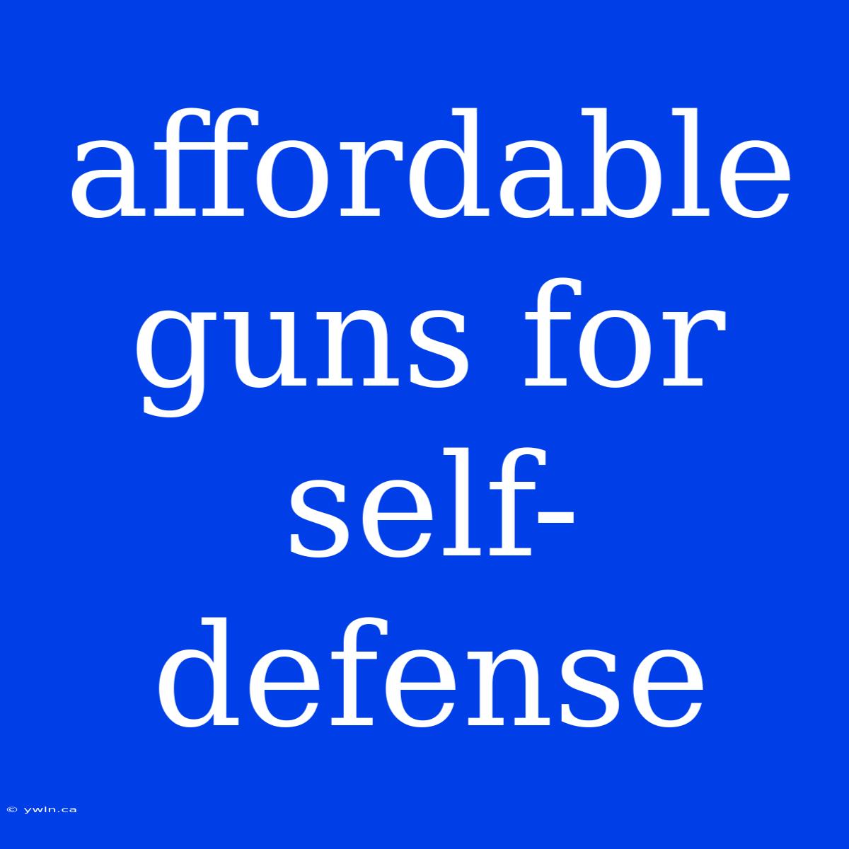 Affordable Guns For Self-defense