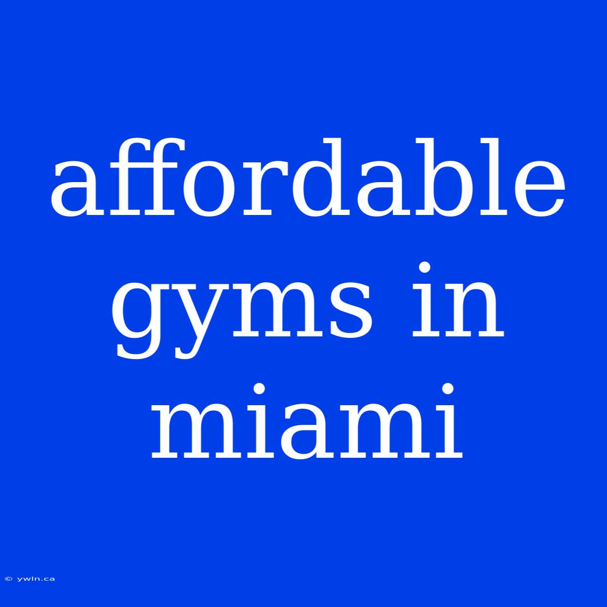 Affordable Gyms In Miami