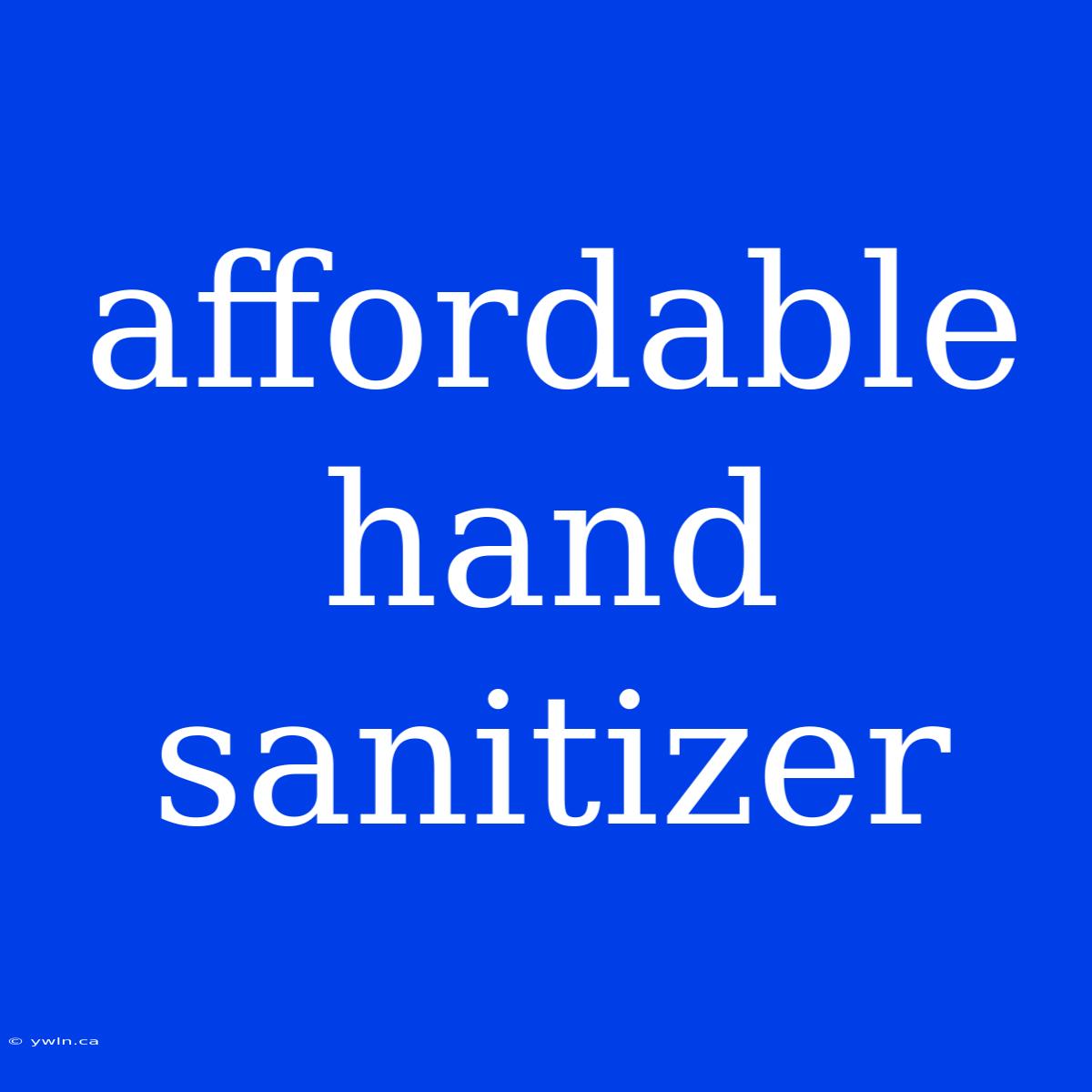 Affordable Hand Sanitizer