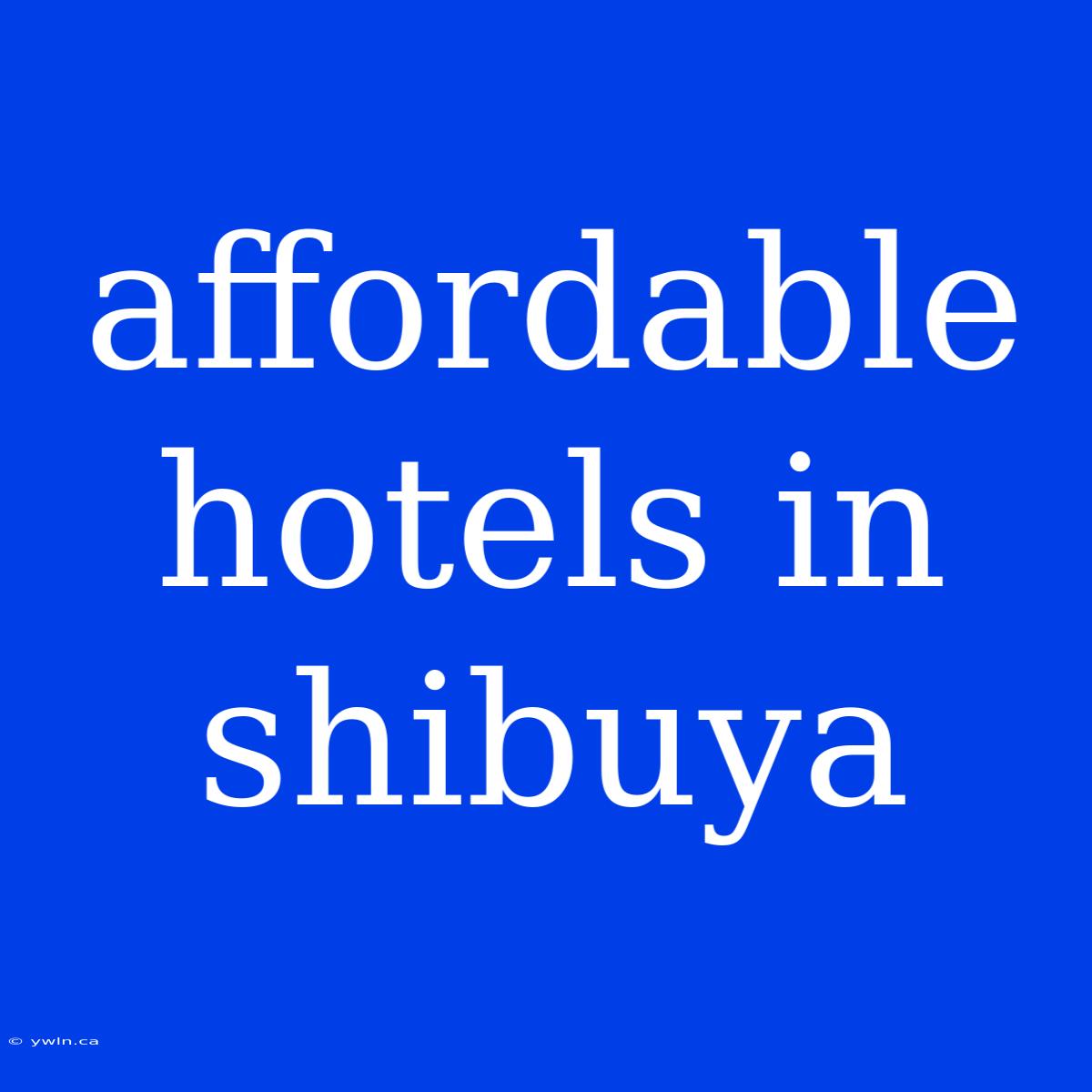 Affordable Hotels In Shibuya