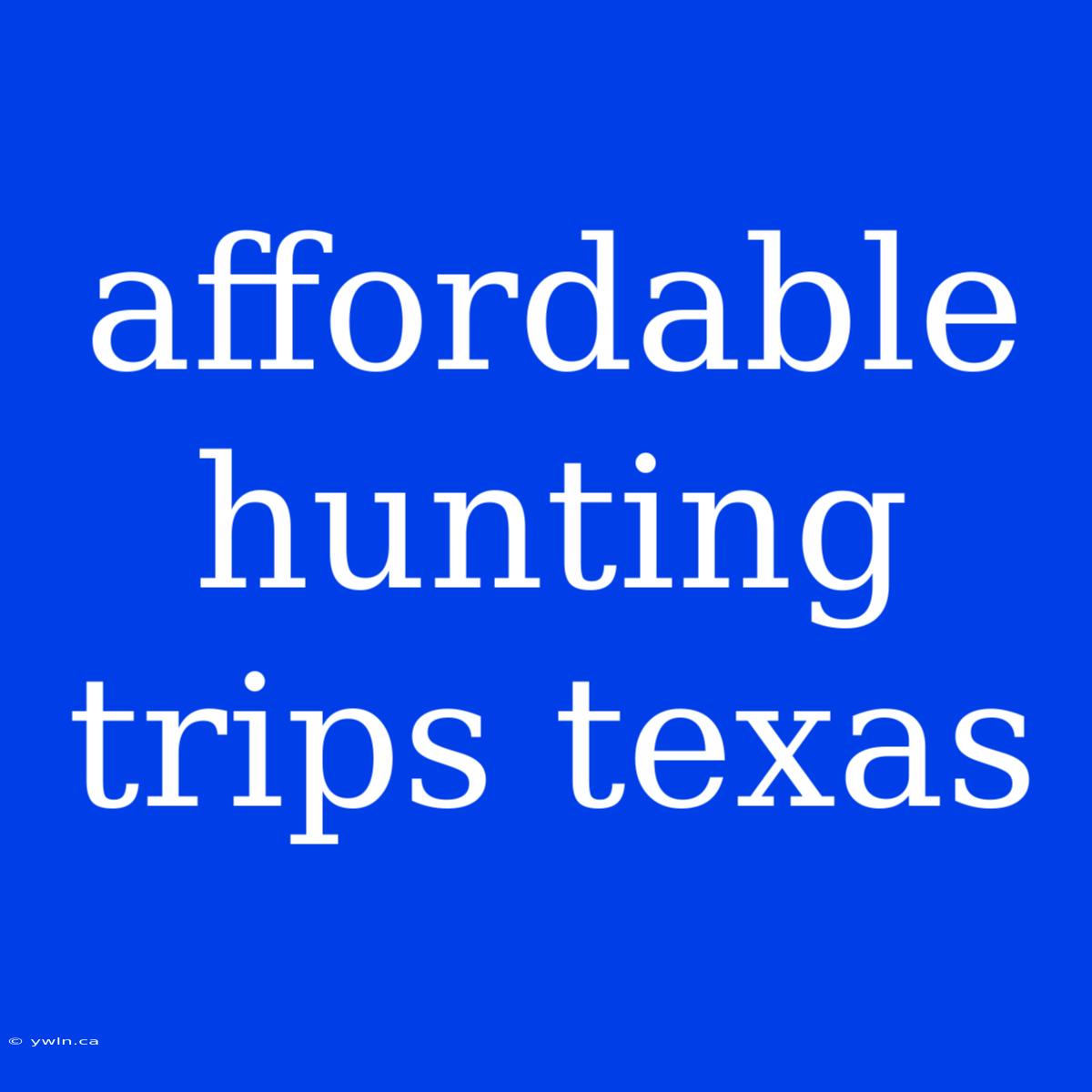 Affordable Hunting Trips Texas