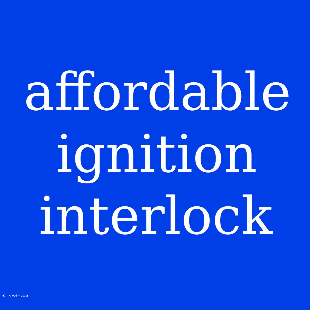 Affordable Ignition Interlock