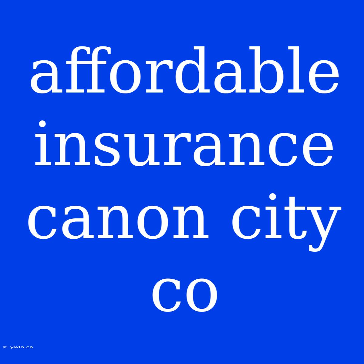 Affordable Insurance Canon City Co