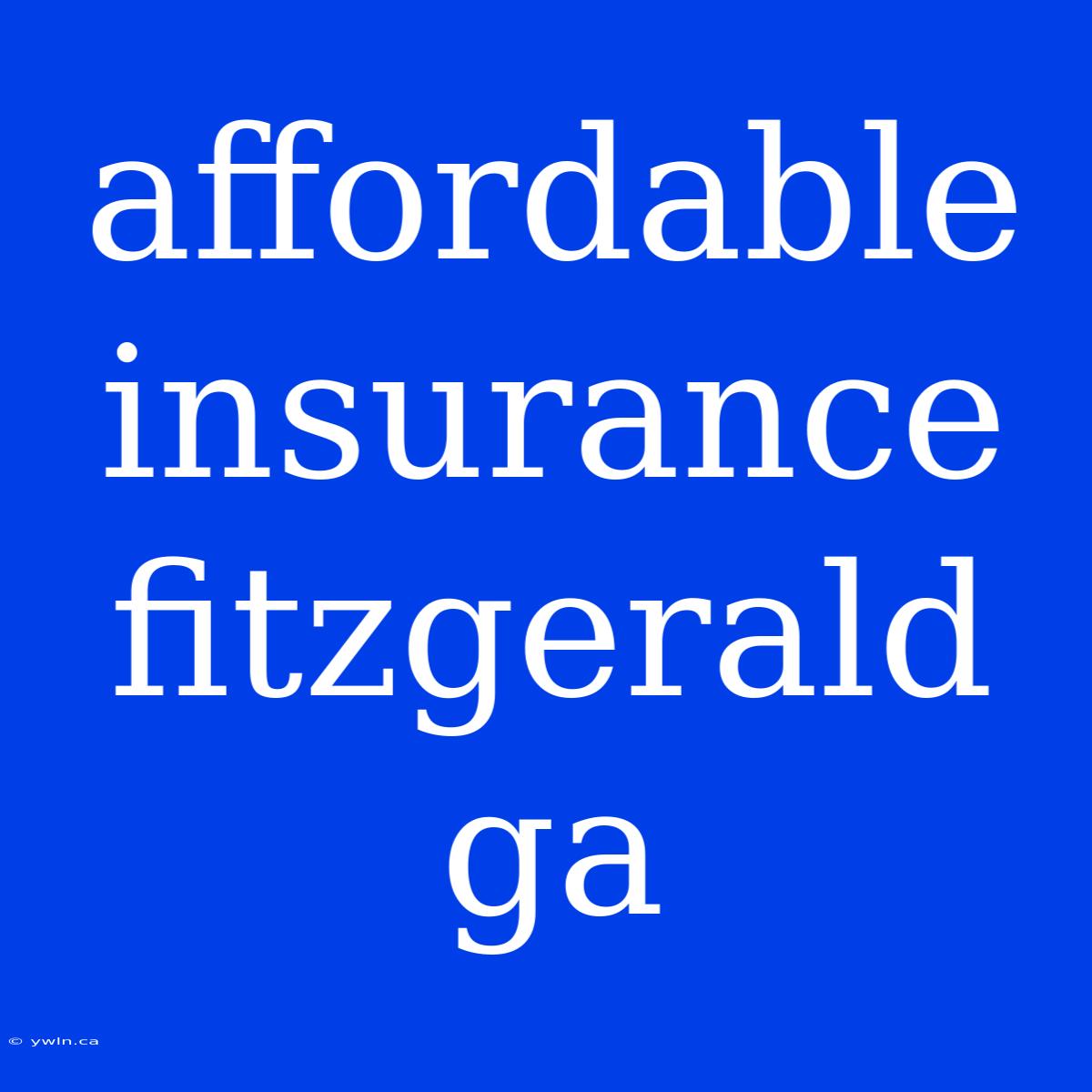 Affordable Insurance Fitzgerald Ga