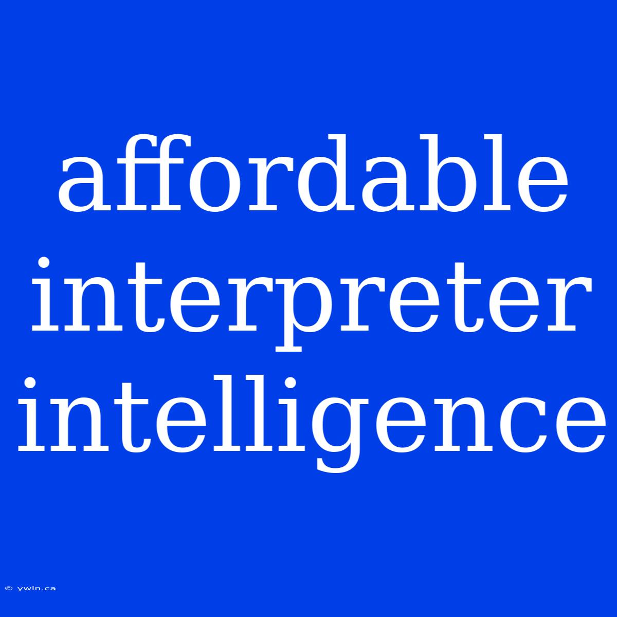 Affordable Interpreter Intelligence