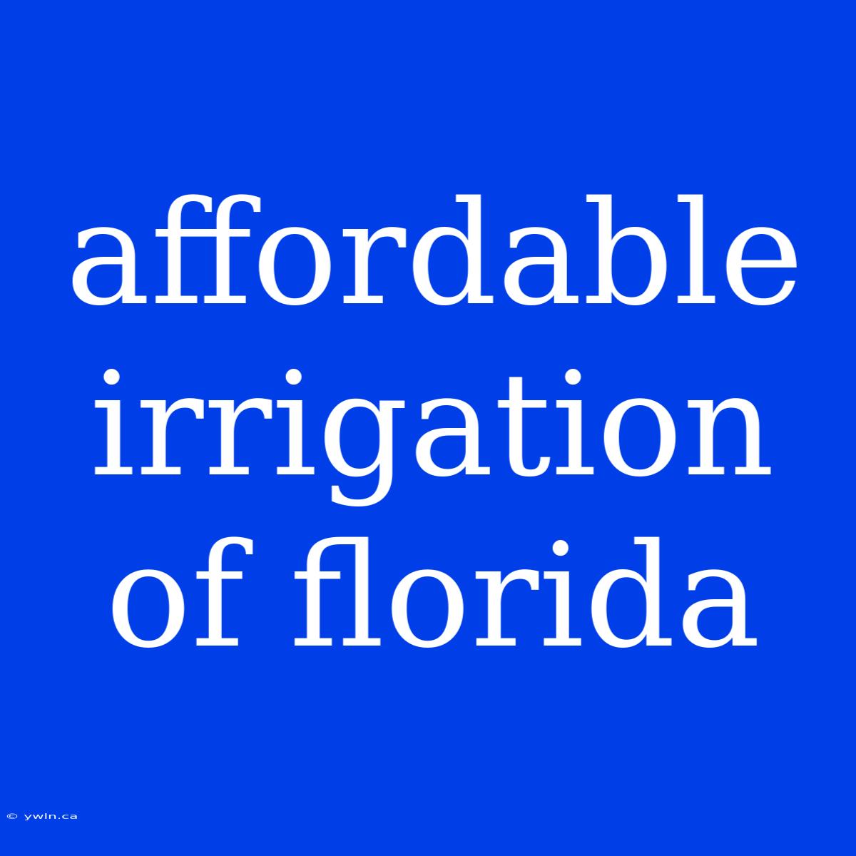 Affordable Irrigation Of Florida