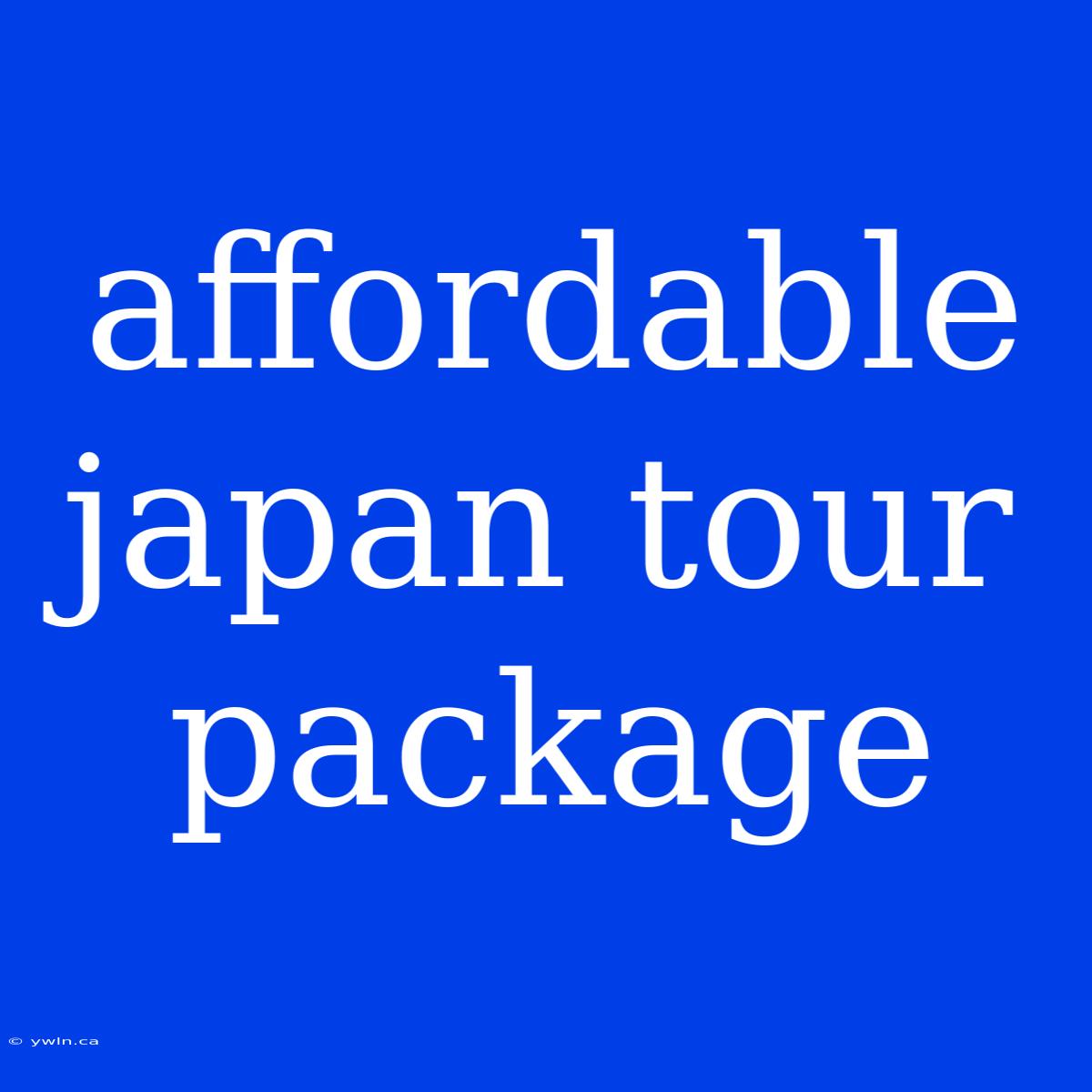 Affordable Japan Tour Package