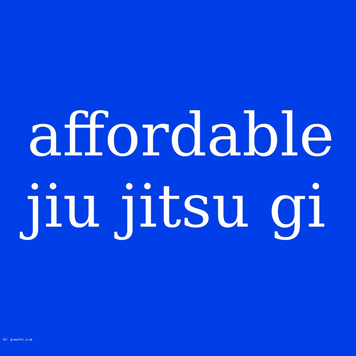 Affordable Jiu Jitsu Gi