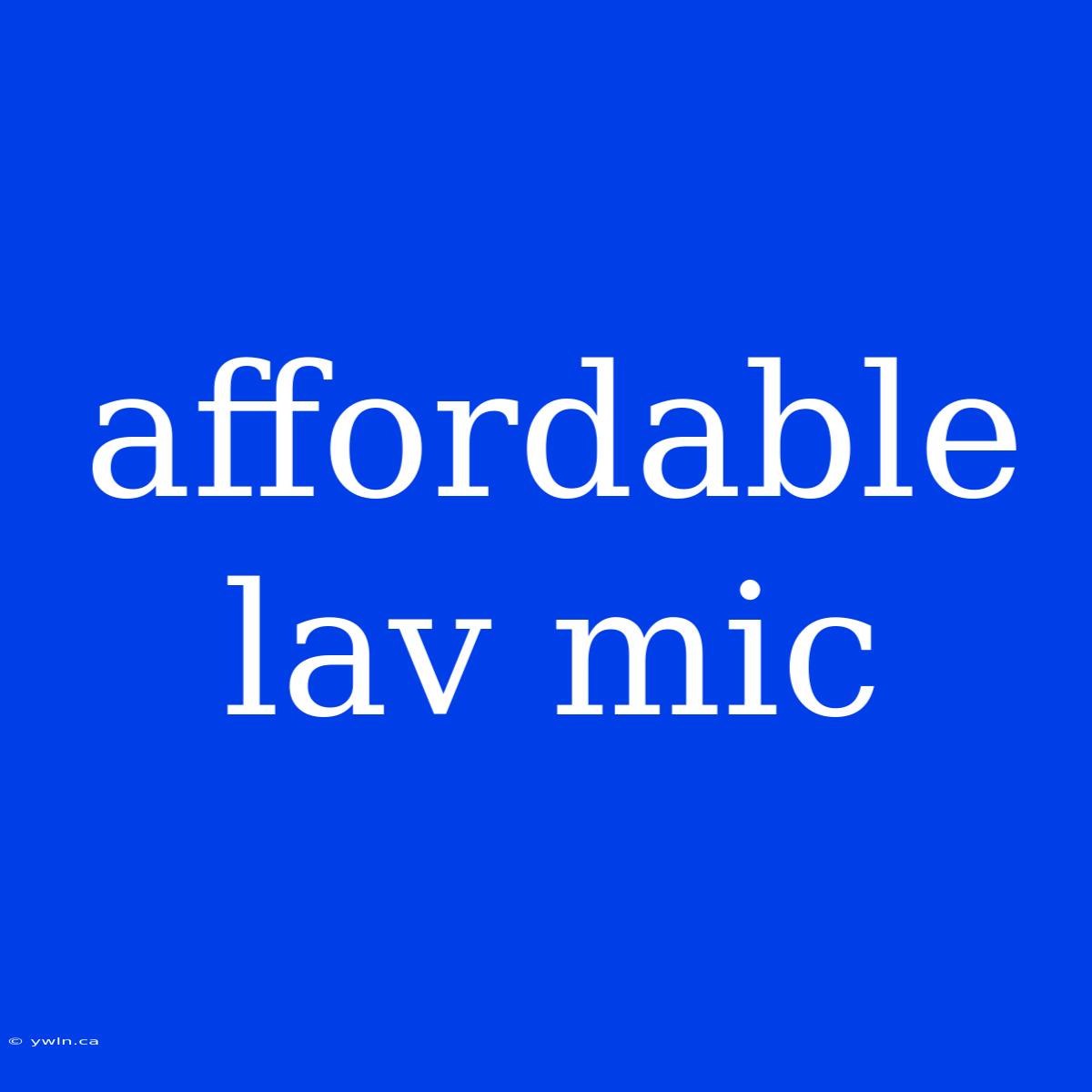 Affordable Lav Mic