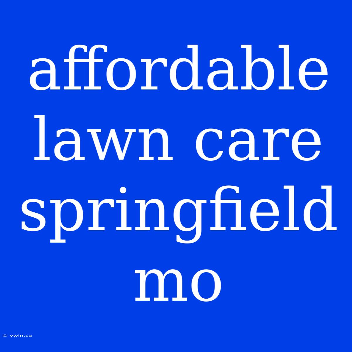 Affordable Lawn Care Springfield Mo