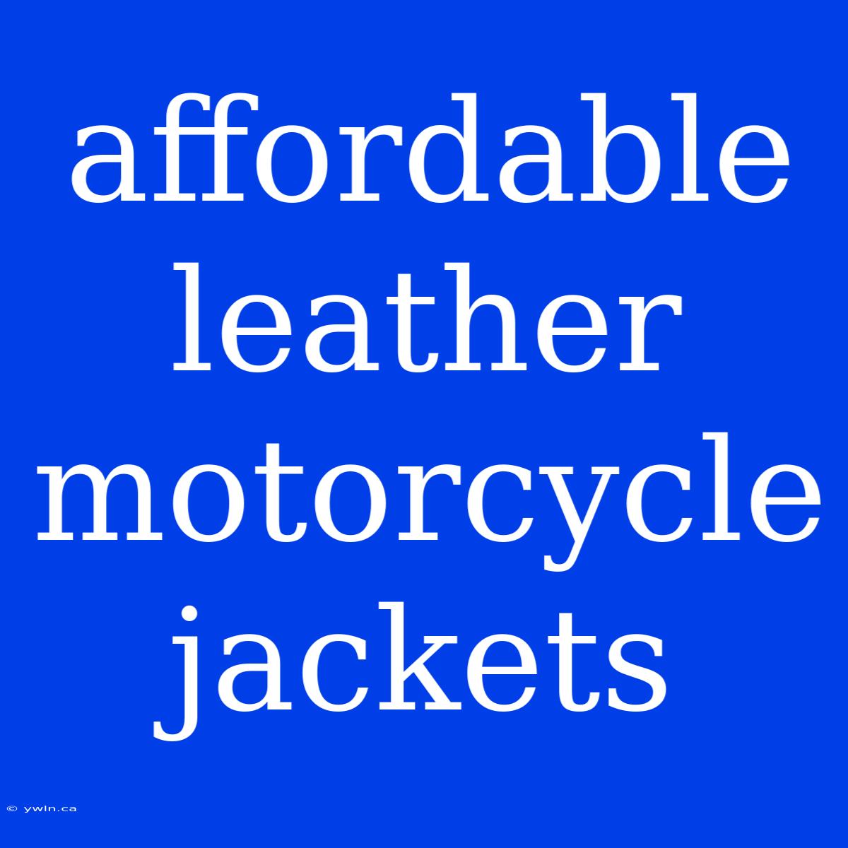 Affordable Leather Motorcycle Jackets