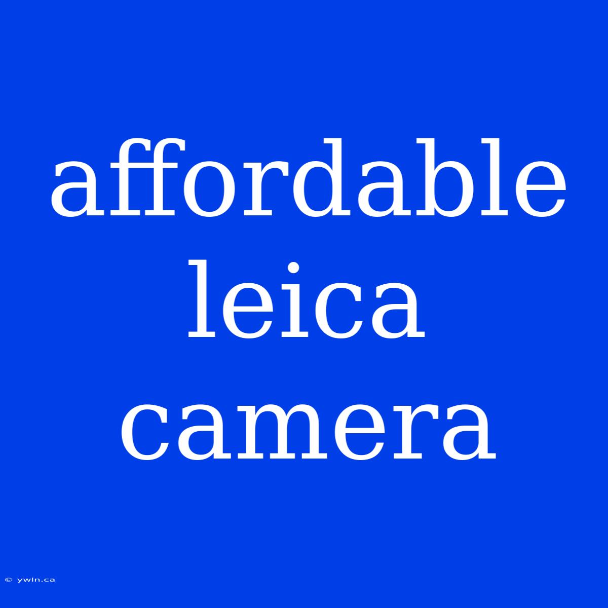 Affordable Leica Camera