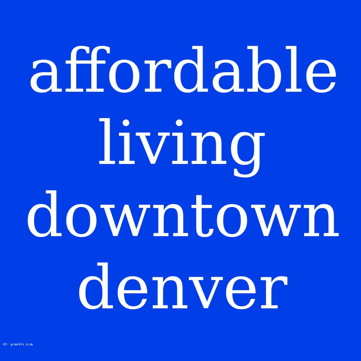 Affordable Living Downtown Denver