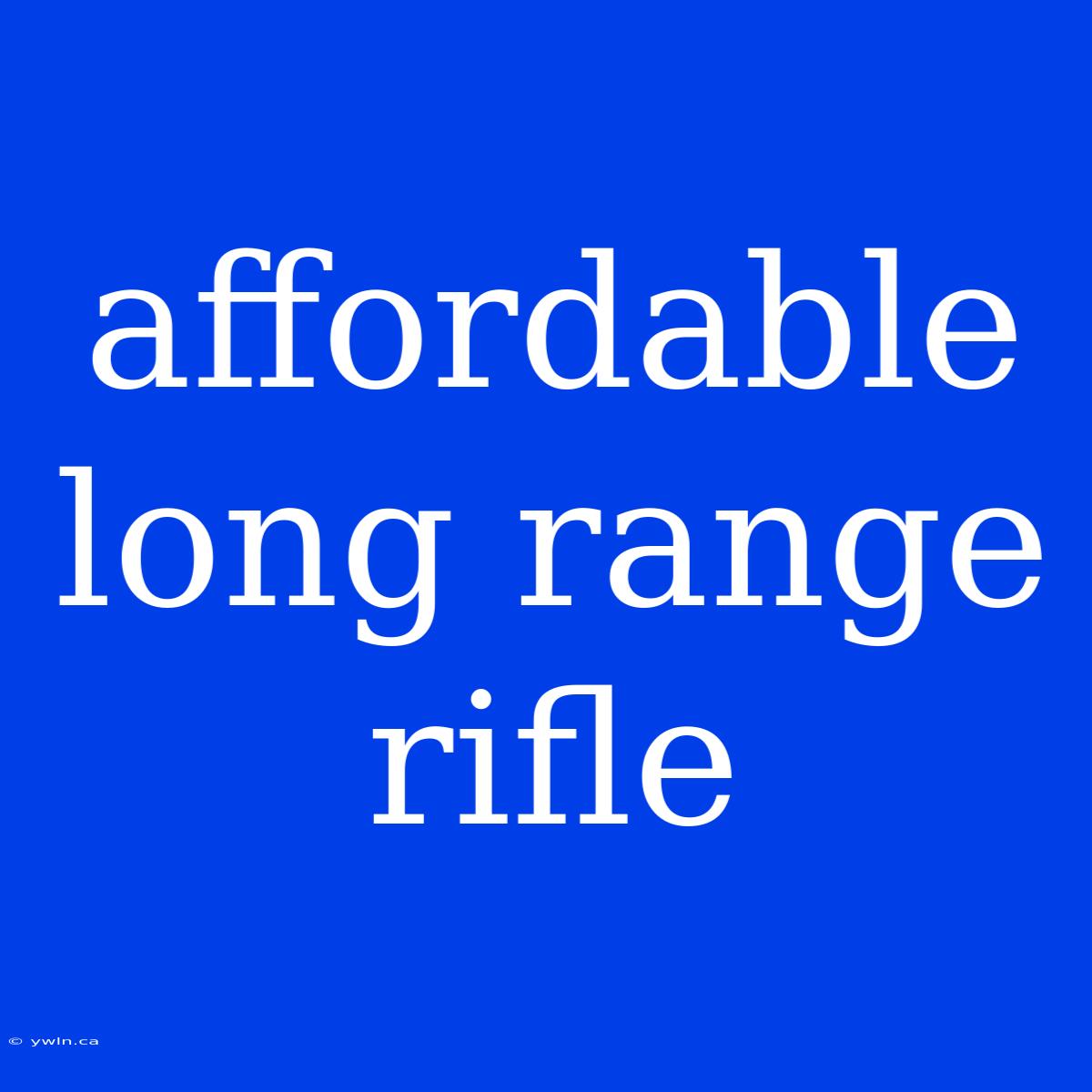 Affordable Long Range Rifle