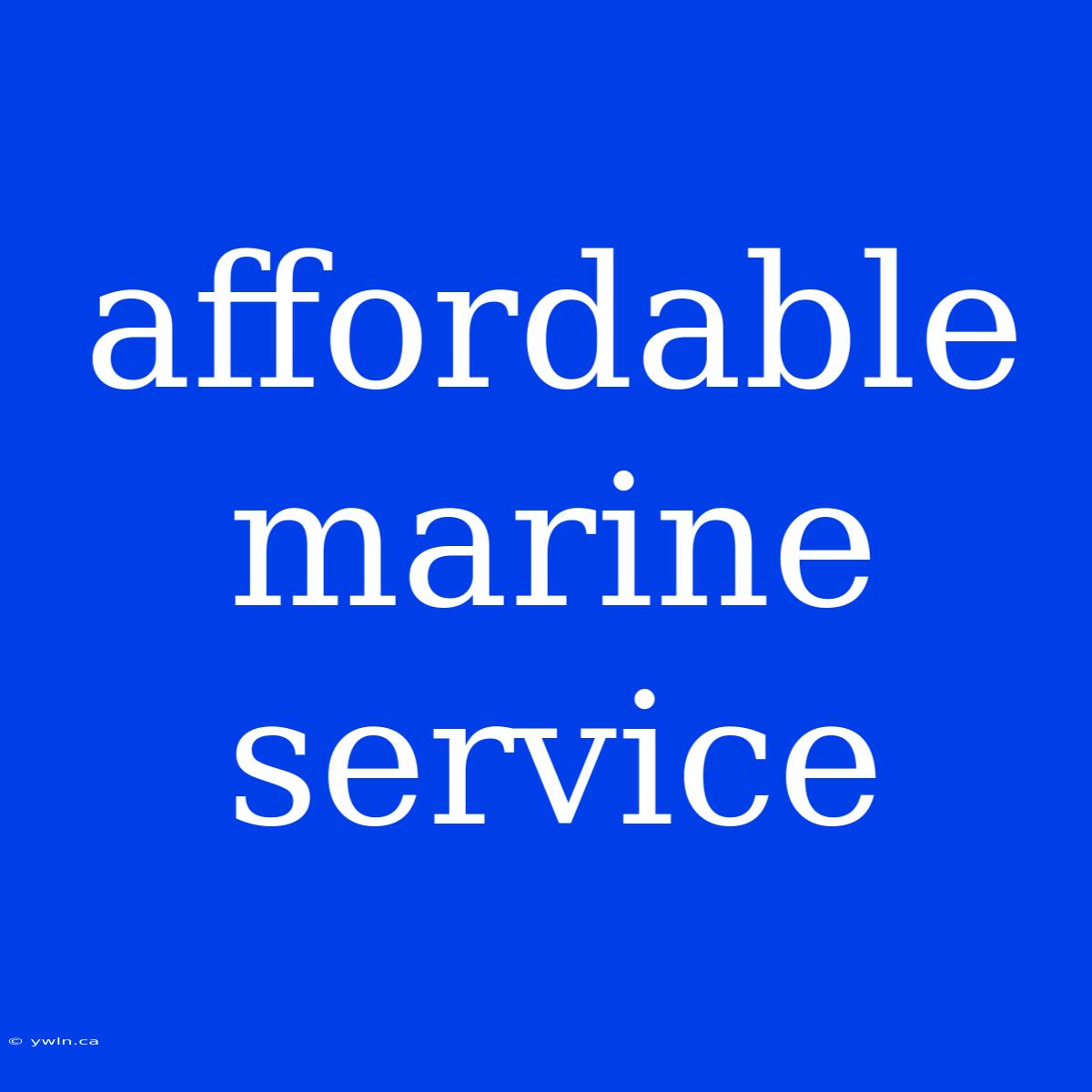 Affordable Marine Service