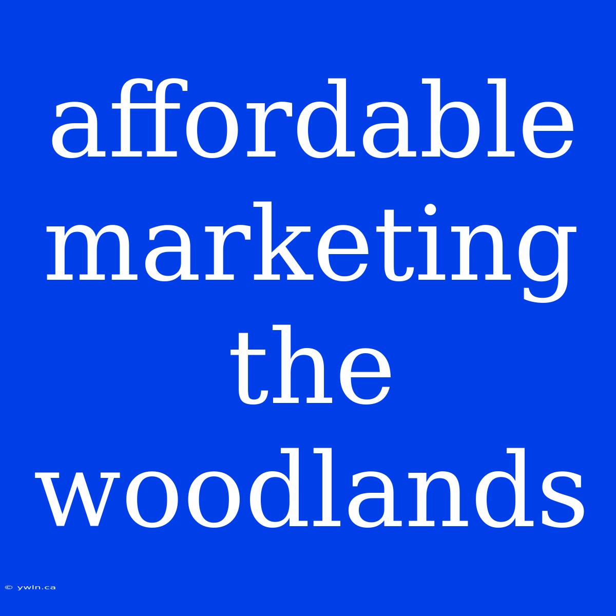 Affordable Marketing The Woodlands