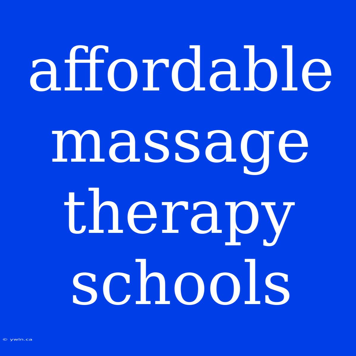 Affordable Massage Therapy Schools