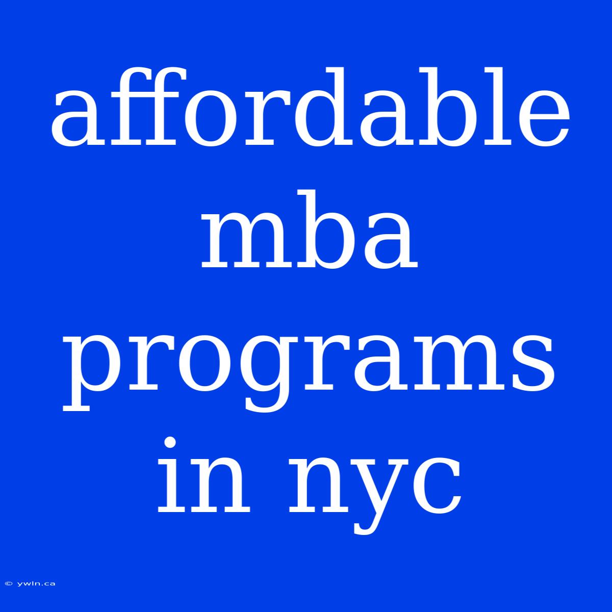 Affordable Mba Programs In Nyc