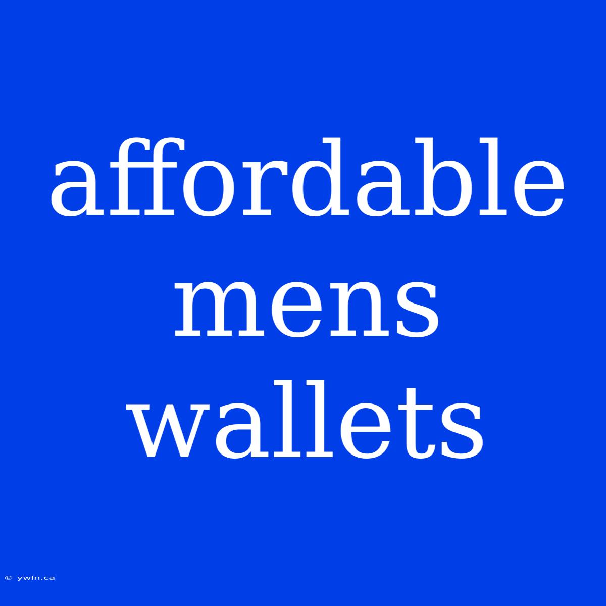 Affordable Mens Wallets