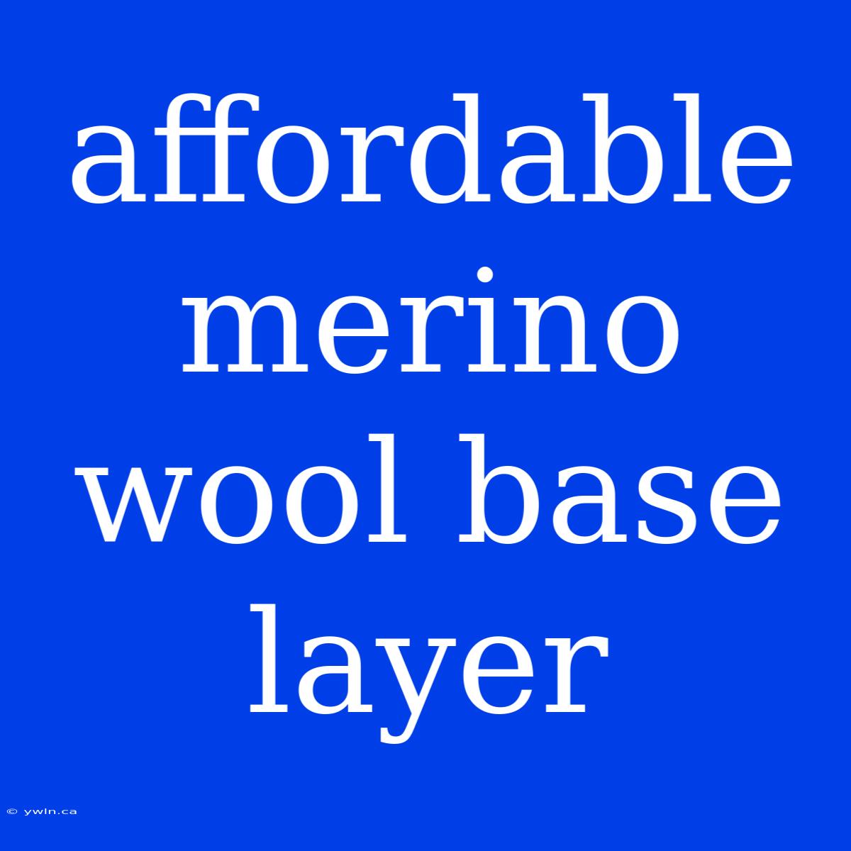 Affordable Merino Wool Base Layer