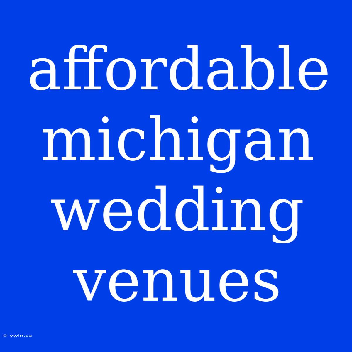 Affordable Michigan Wedding Venues