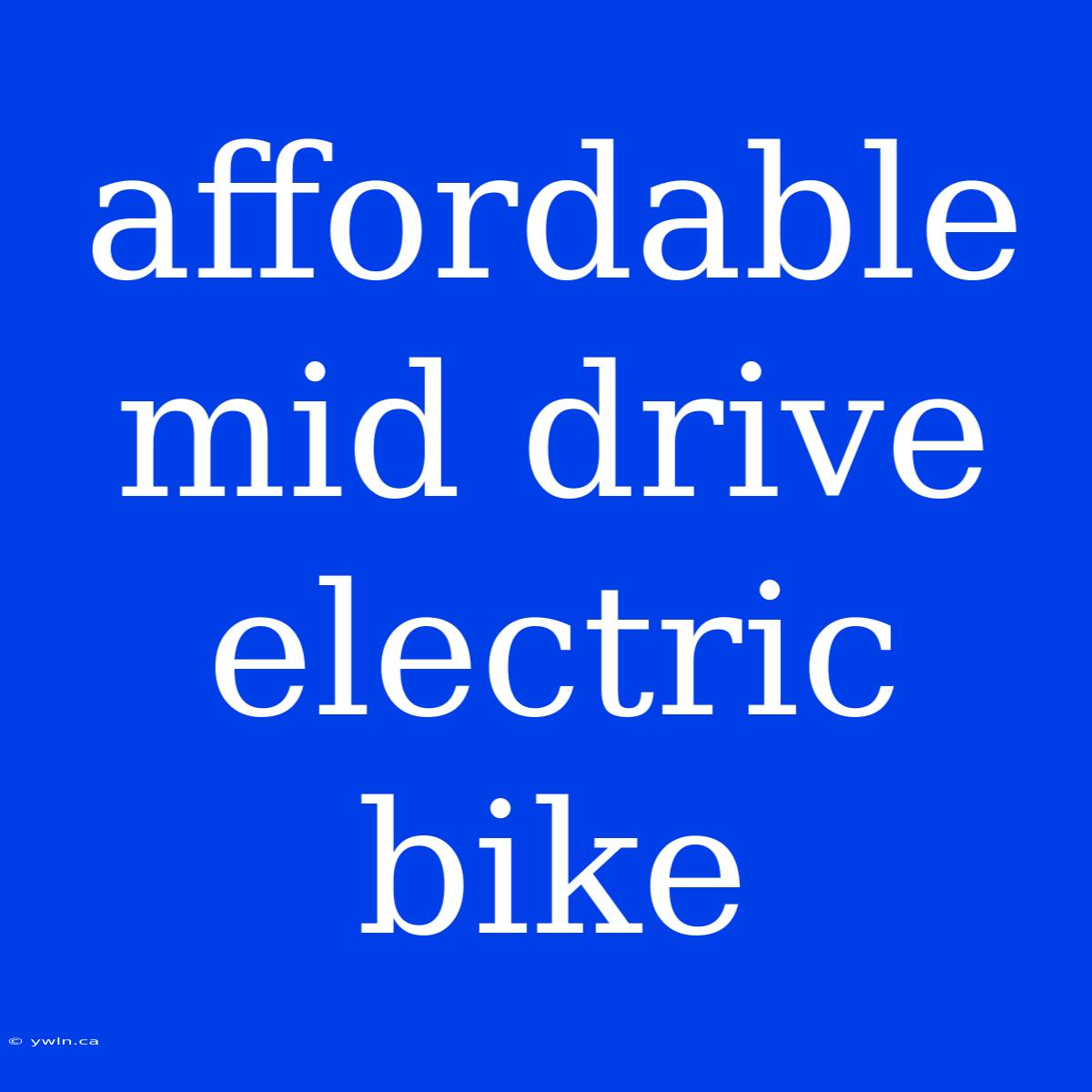 Affordable Mid Drive Electric Bike