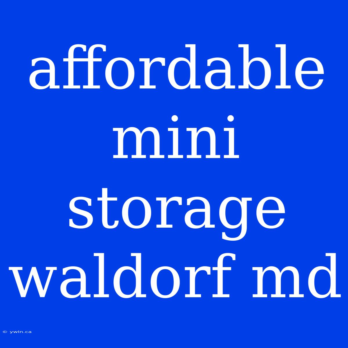 Affordable Mini Storage Waldorf Md