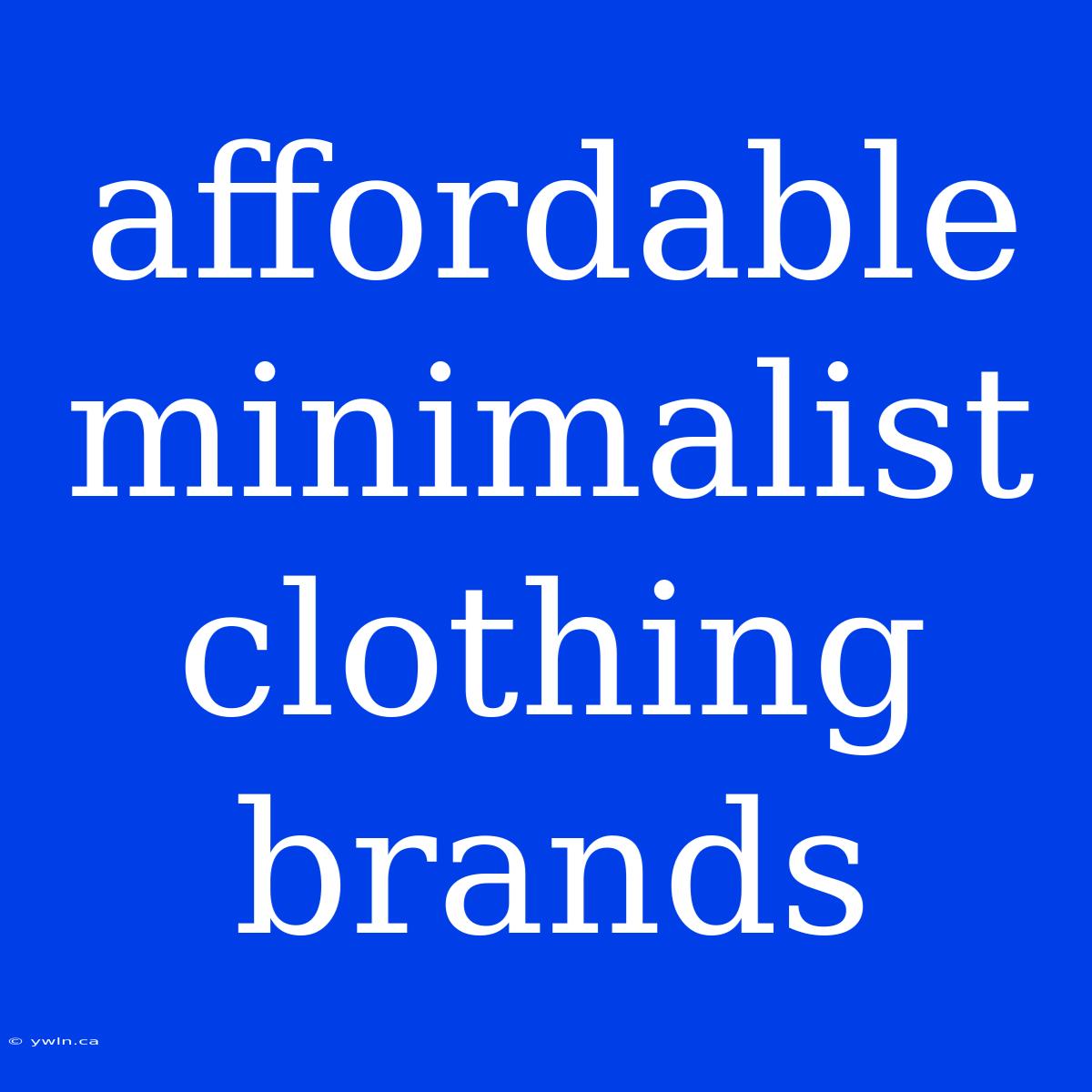 Affordable Minimalist Clothing Brands