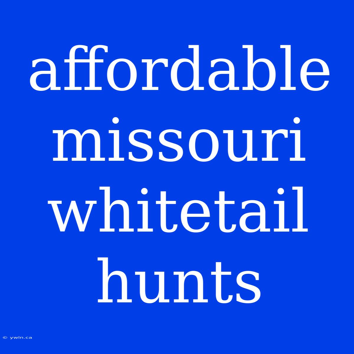 Affordable Missouri Whitetail Hunts