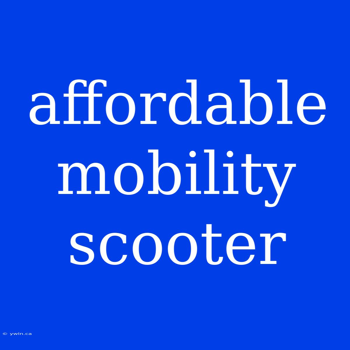 Affordable Mobility Scooter