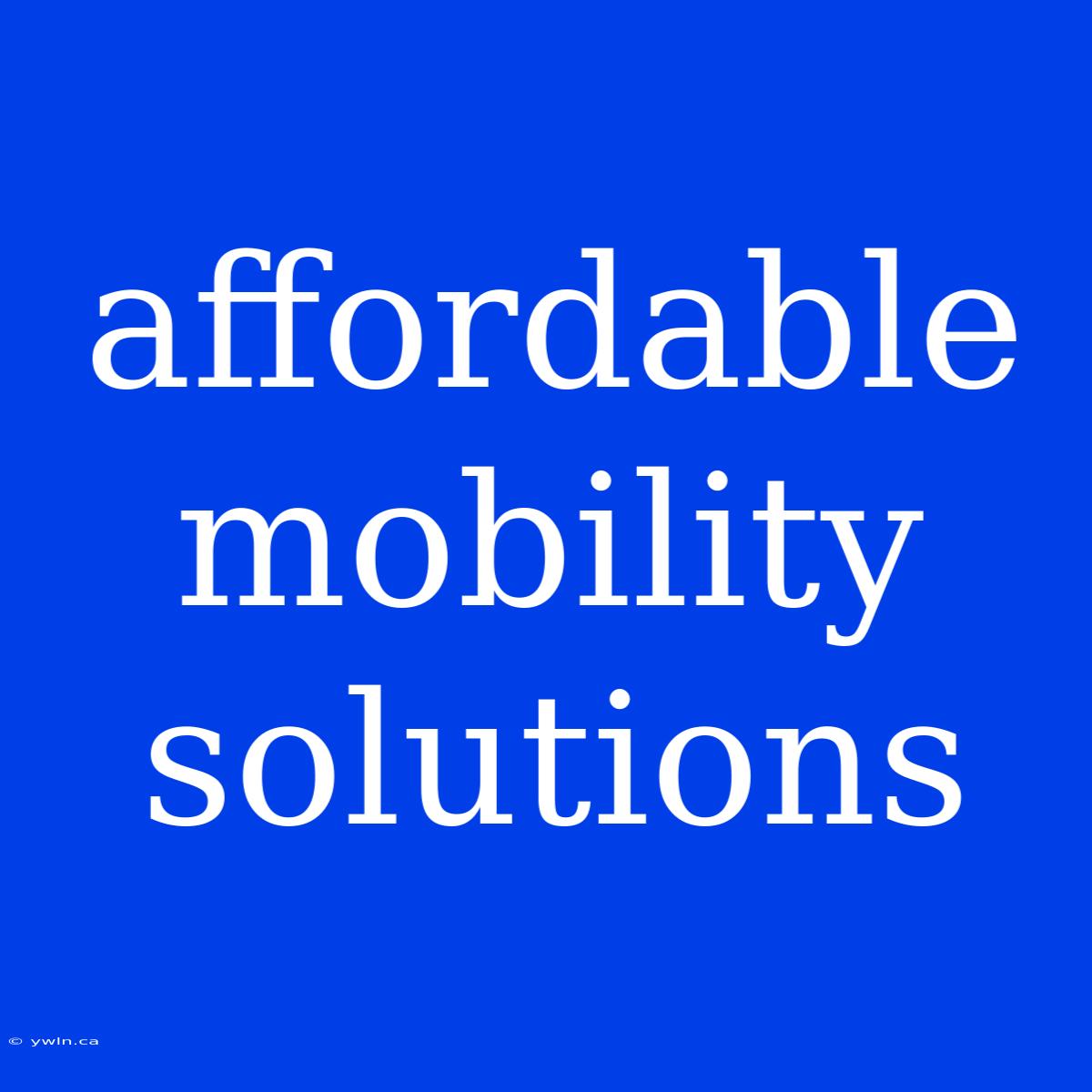 Affordable Mobility Solutions