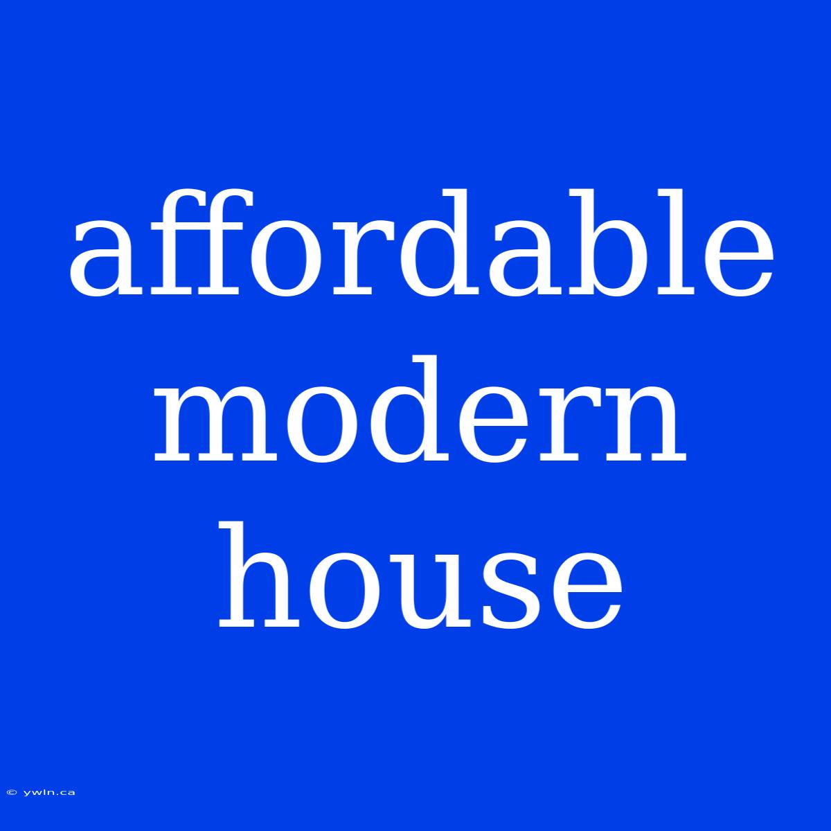 Affordable Modern House