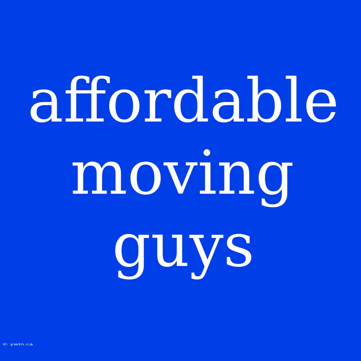 Affordable Moving Guys