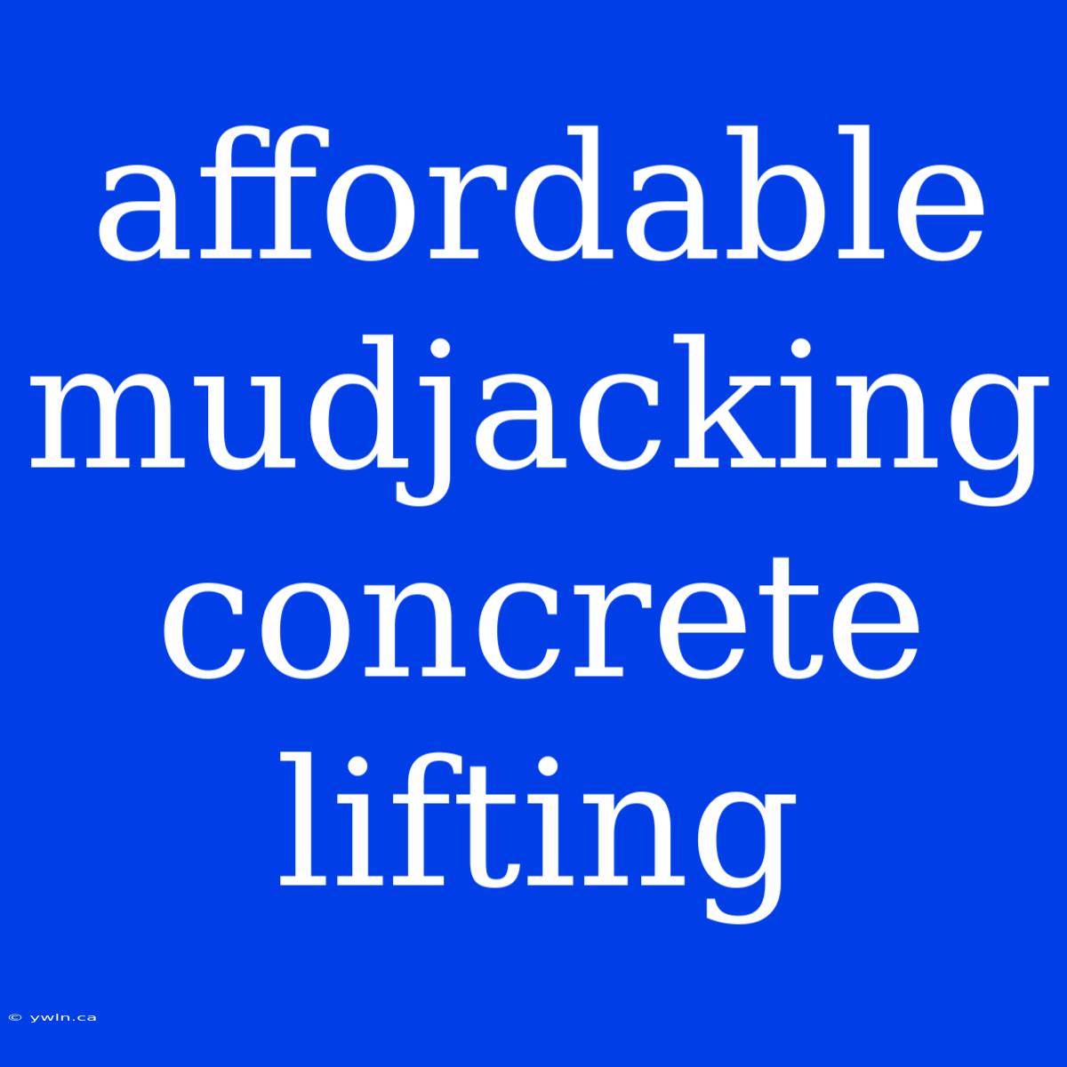 Affordable Mudjacking Concrete Lifting