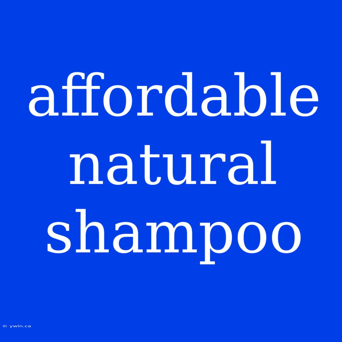 Affordable Natural Shampoo