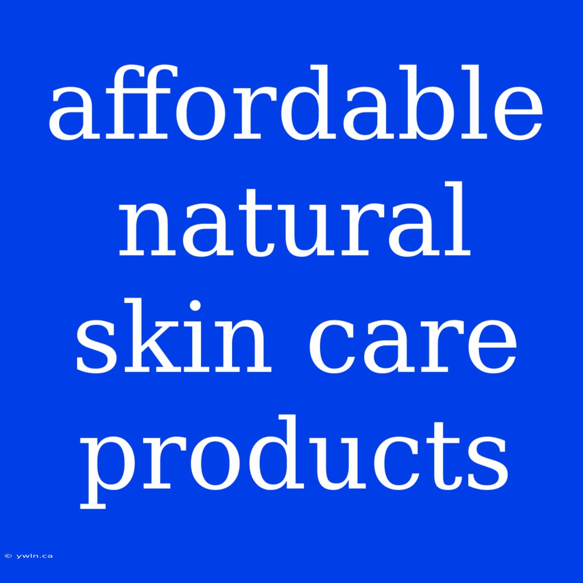 Affordable Natural Skin Care Products