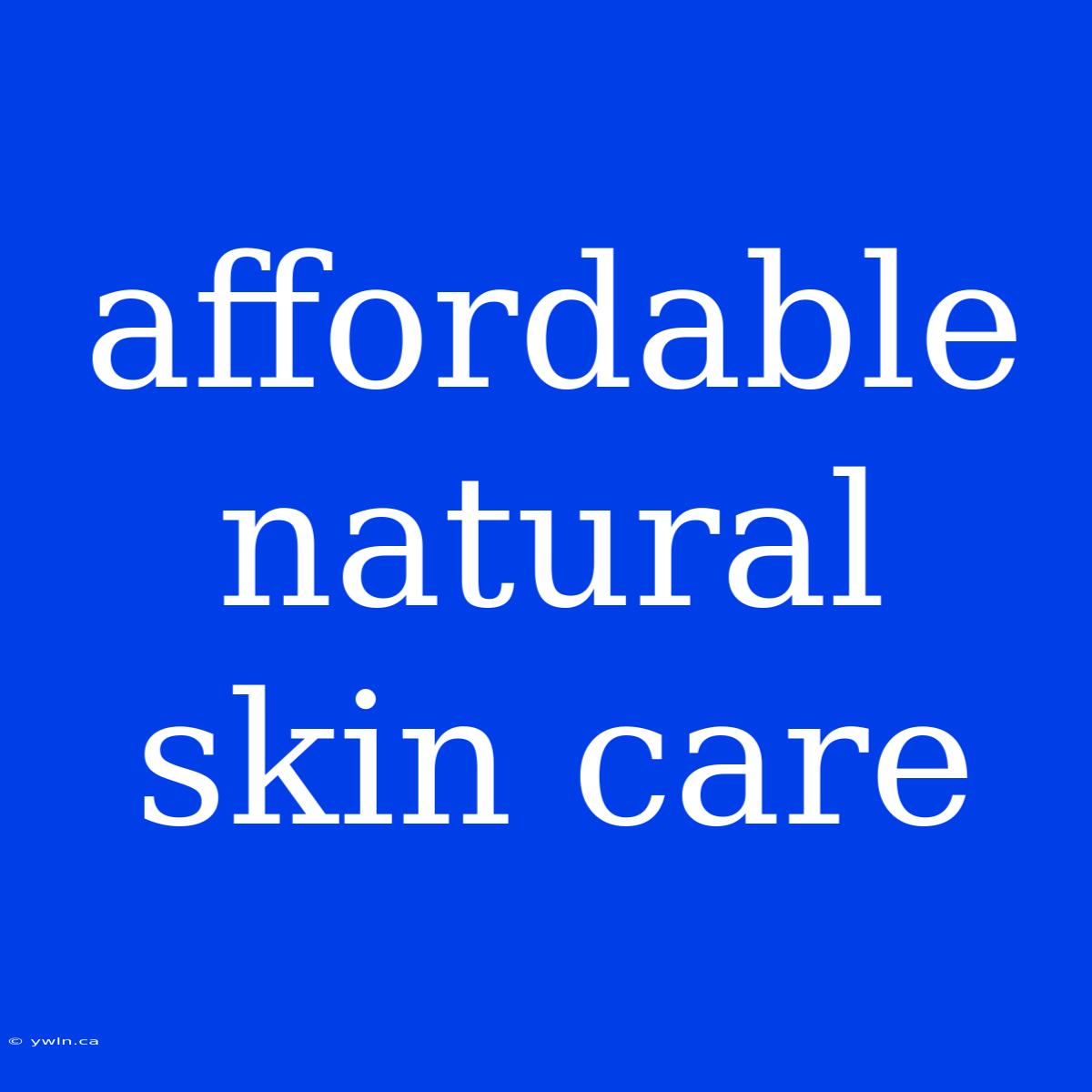 Affordable Natural Skin Care