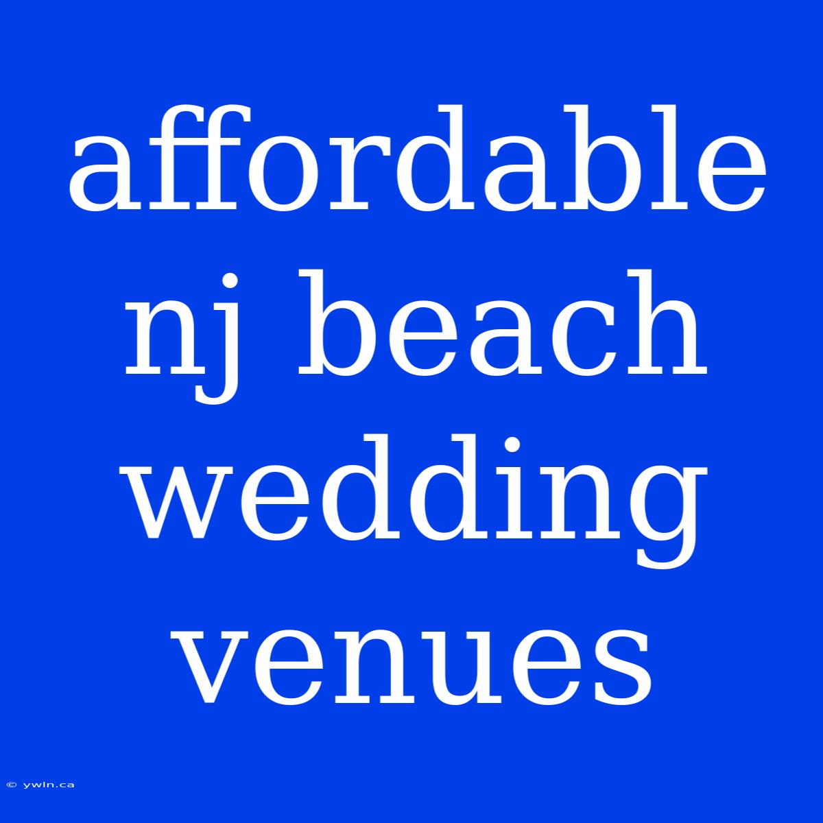 Affordable Nj Beach Wedding Venues