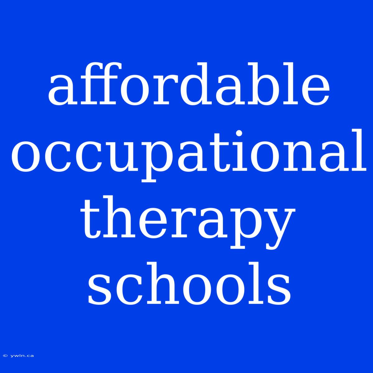 Affordable Occupational Therapy Schools