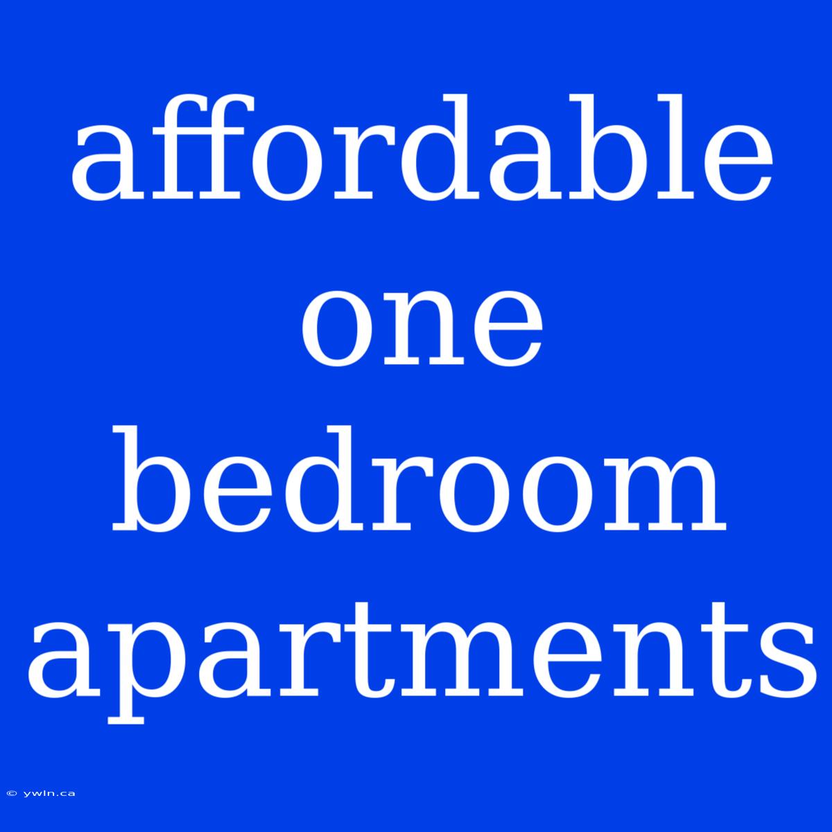 Affordable One Bedroom Apartments