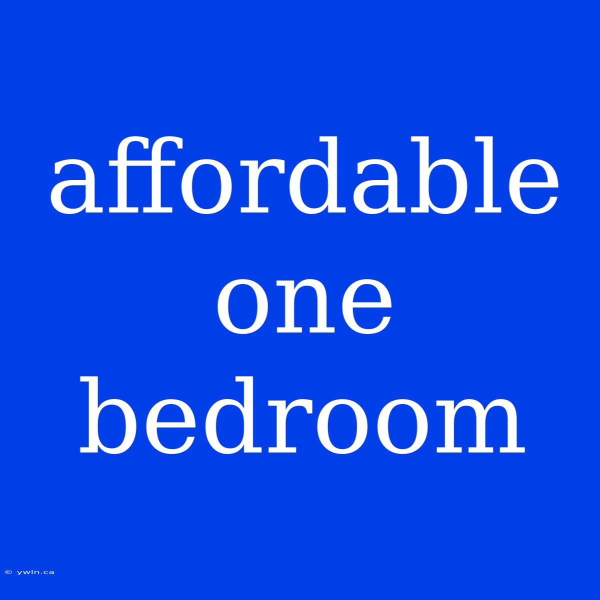 Affordable One Bedroom