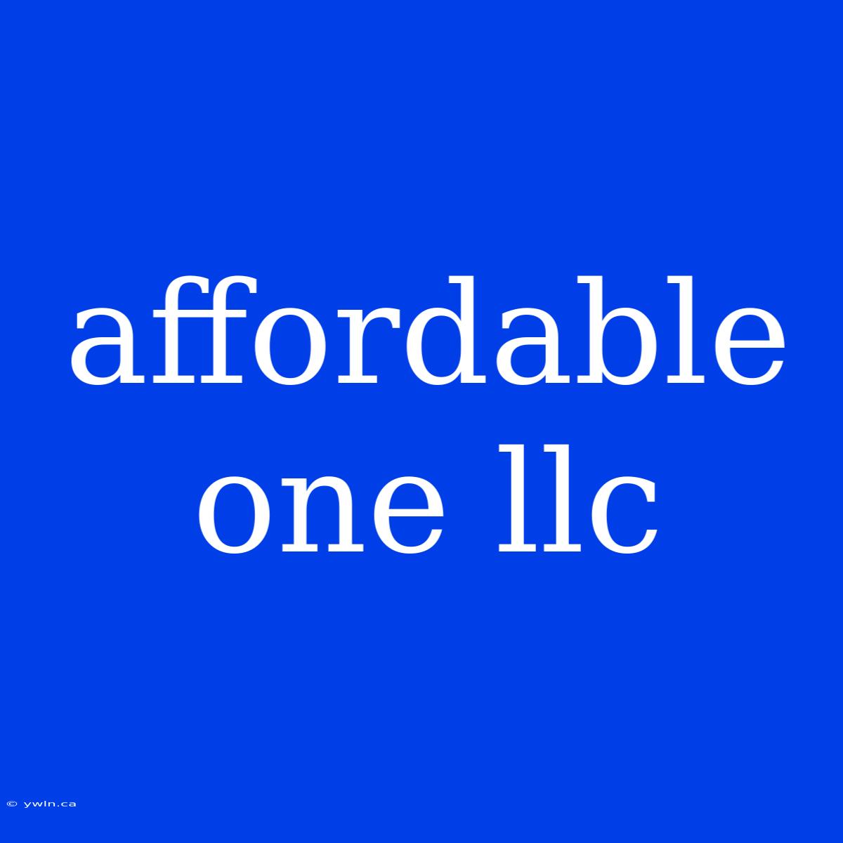 Affordable One Llc