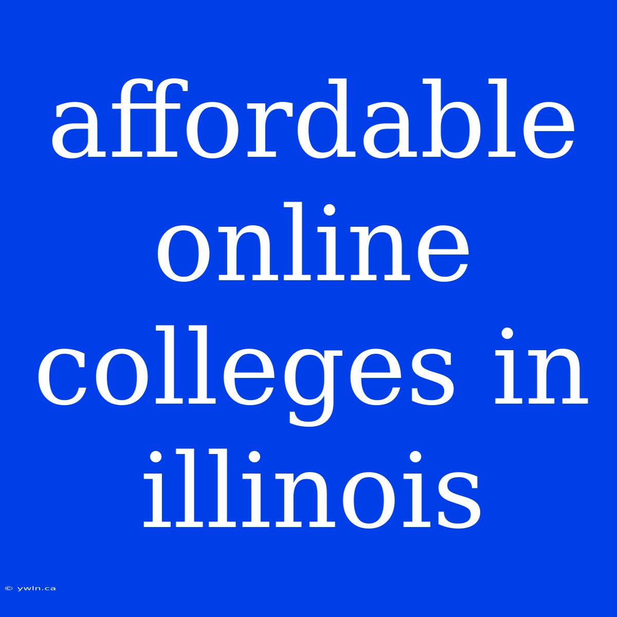 Affordable Online Colleges In Illinois