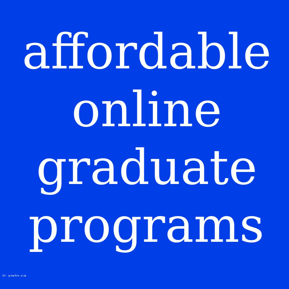 Affordable Online Graduate Programs