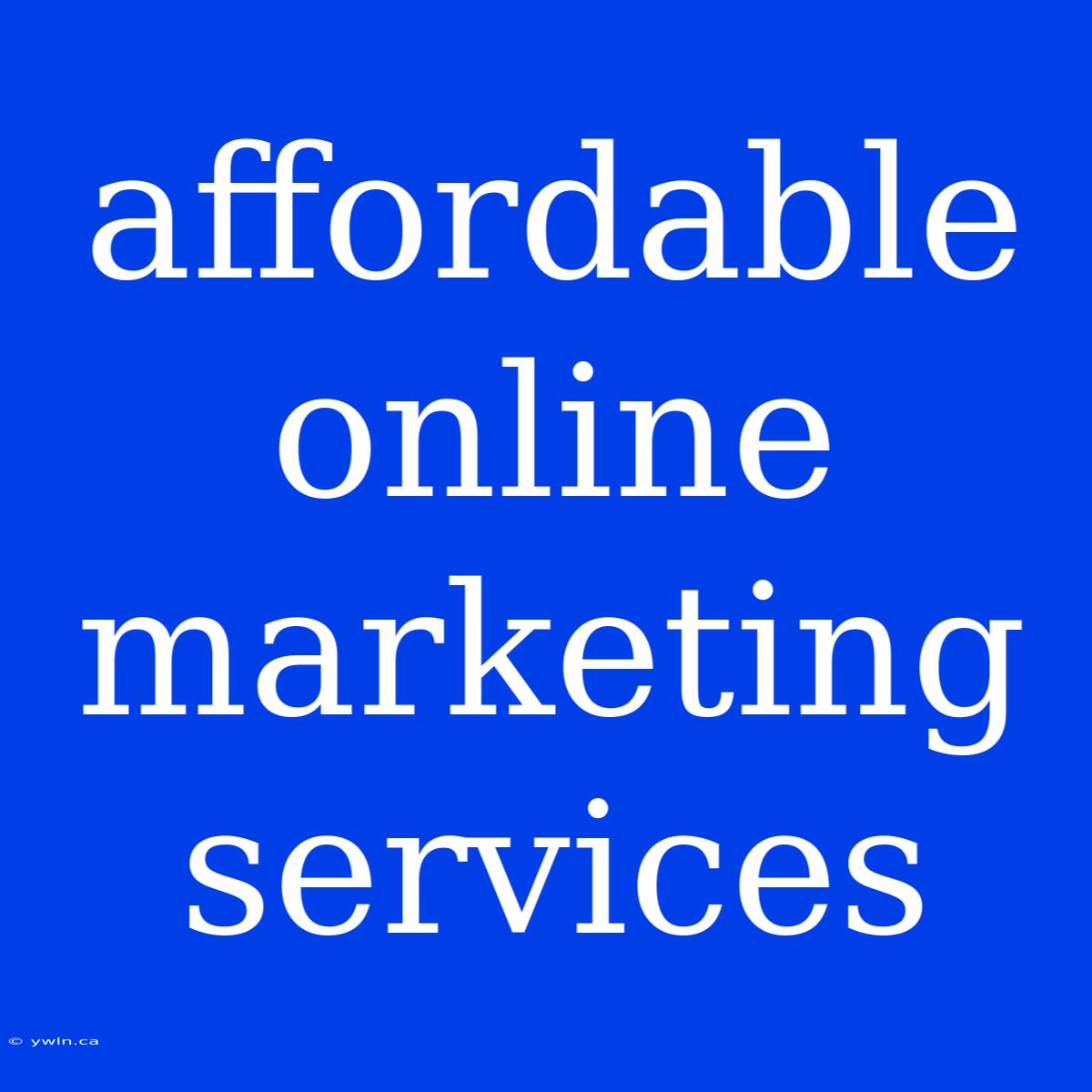 Affordable Online Marketing Services