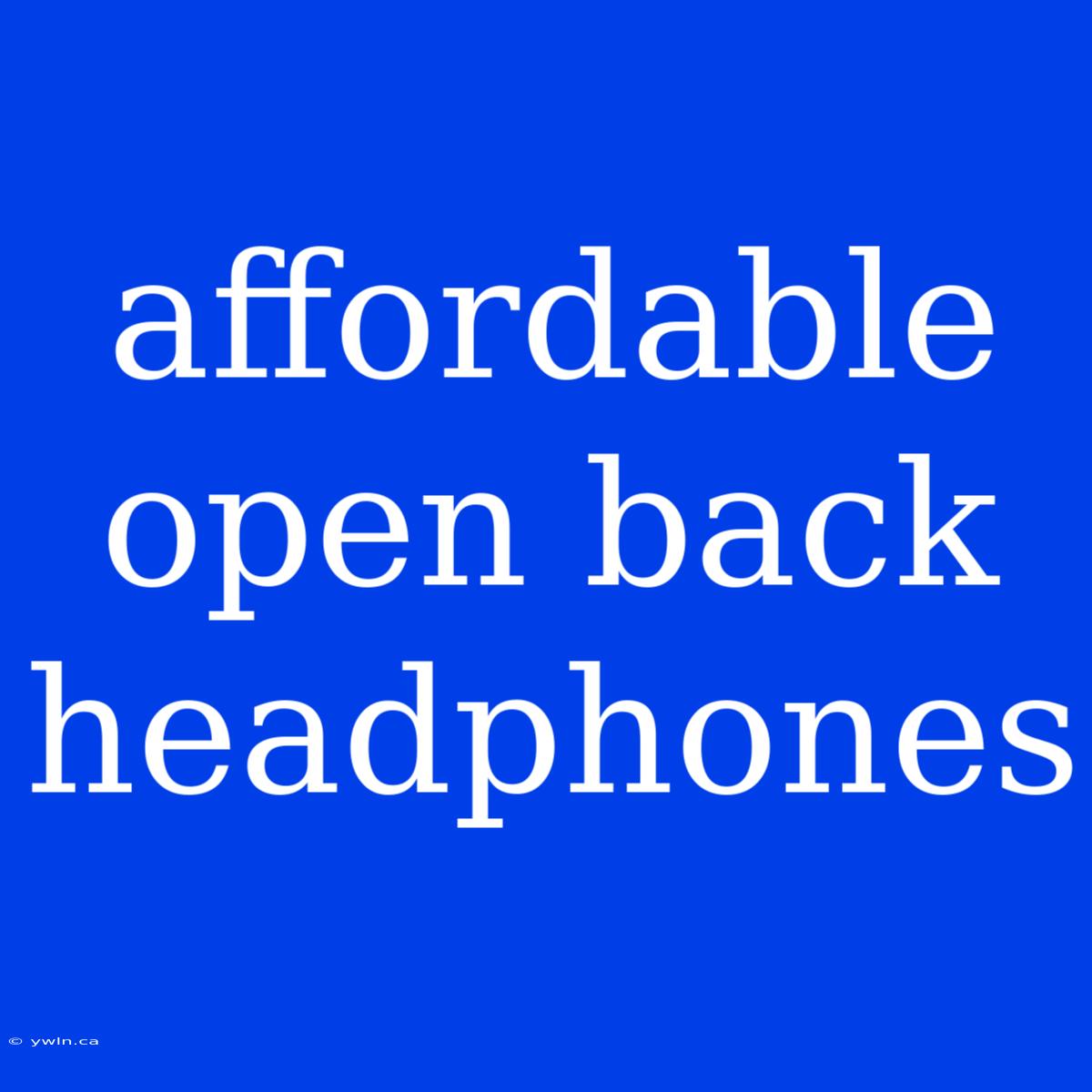 Affordable Open Back Headphones