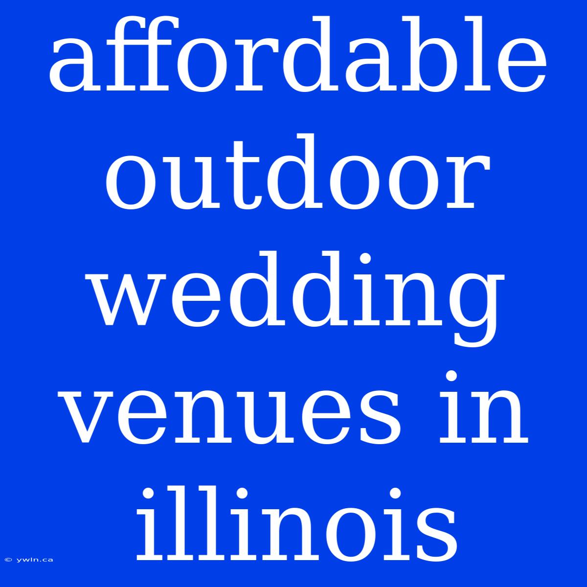 Affordable Outdoor Wedding Venues In Illinois