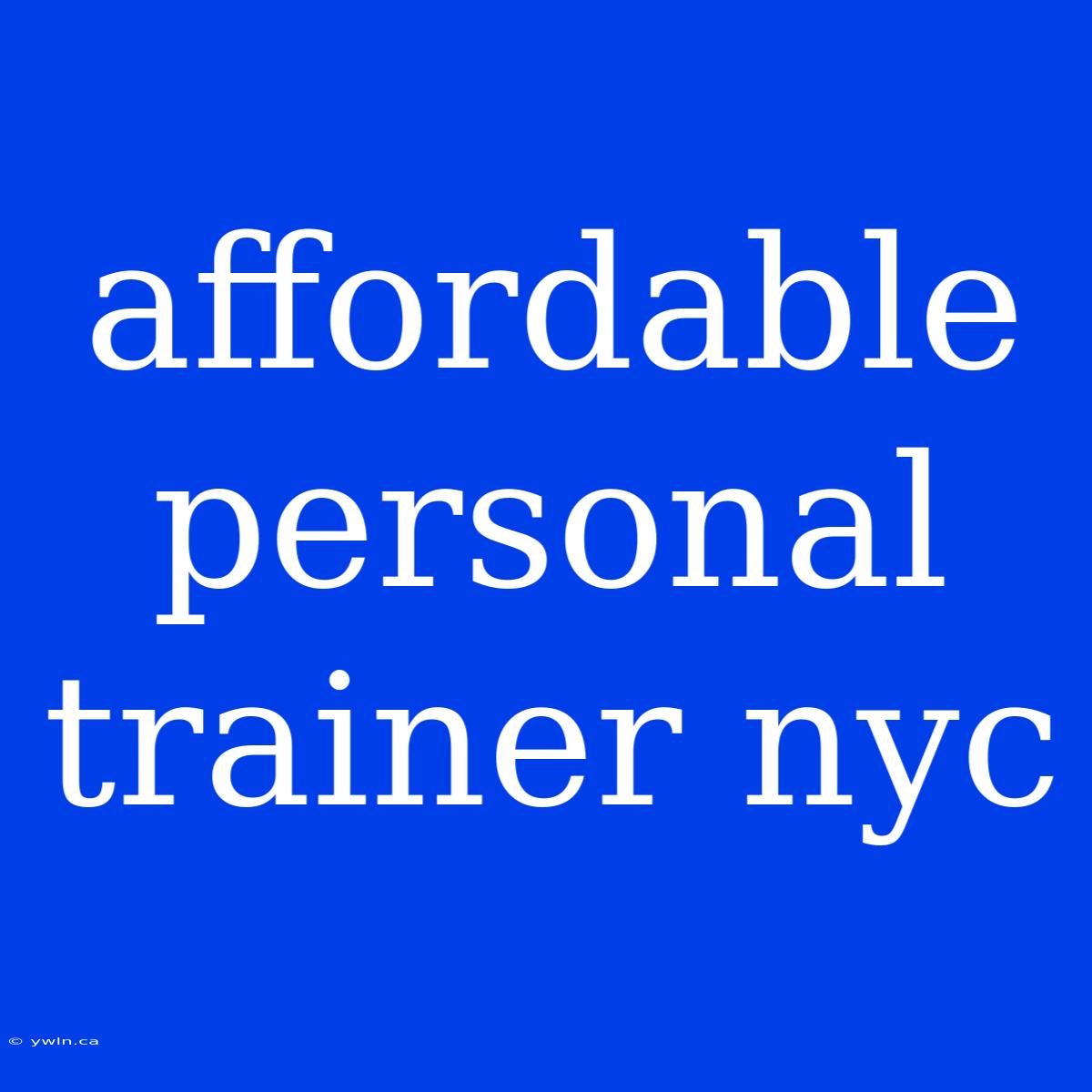 Affordable Personal Trainer Nyc